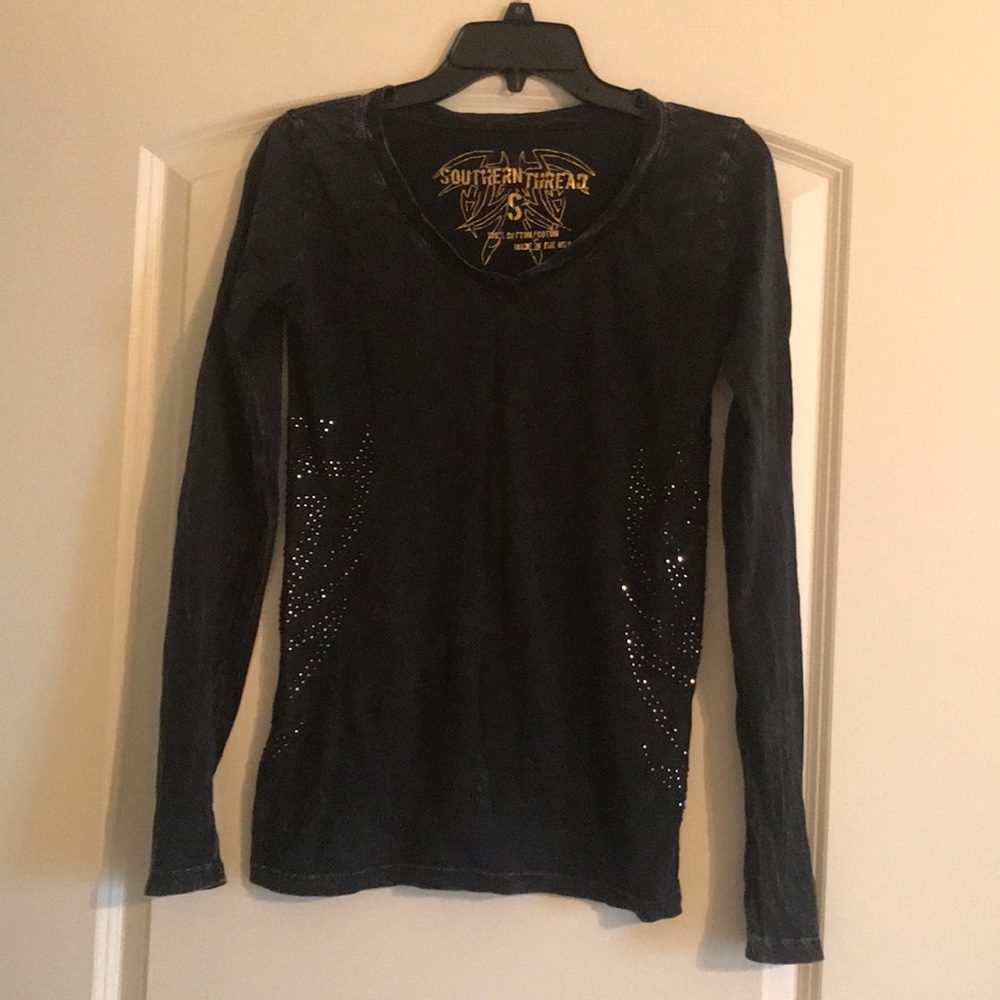 Southern Thread embellished long sleeve tee